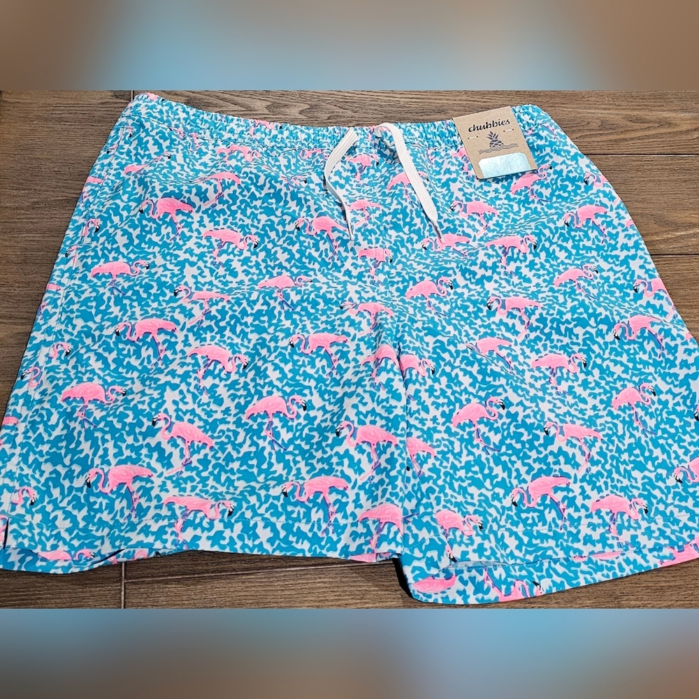 New chubbies youth 2 in 1 liner  Blue flamingos  Swim Trunks